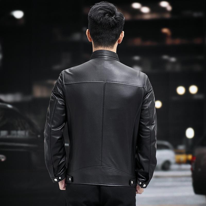 Осень и зима новый стиль натуральная кожаная куртка мужская куртка из овчины воротник стойка кожаная куртка деловая мужская куртка