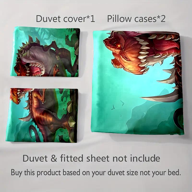 Ferocious dinosaur scene Bedding Duvet cover sets Duvet covers Pillowcases gifts (1 * Duvet Cover 2 * Pillowcases, without duvet insert)