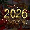 Christmas Glass Stickers 2026 Number Blessings Golden Flame Effect Waterproof Easy To Apply New Year Window Decals