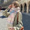Women's Colorful Fur Tassel Winter Scarf - Striped, Warm, and Versatile