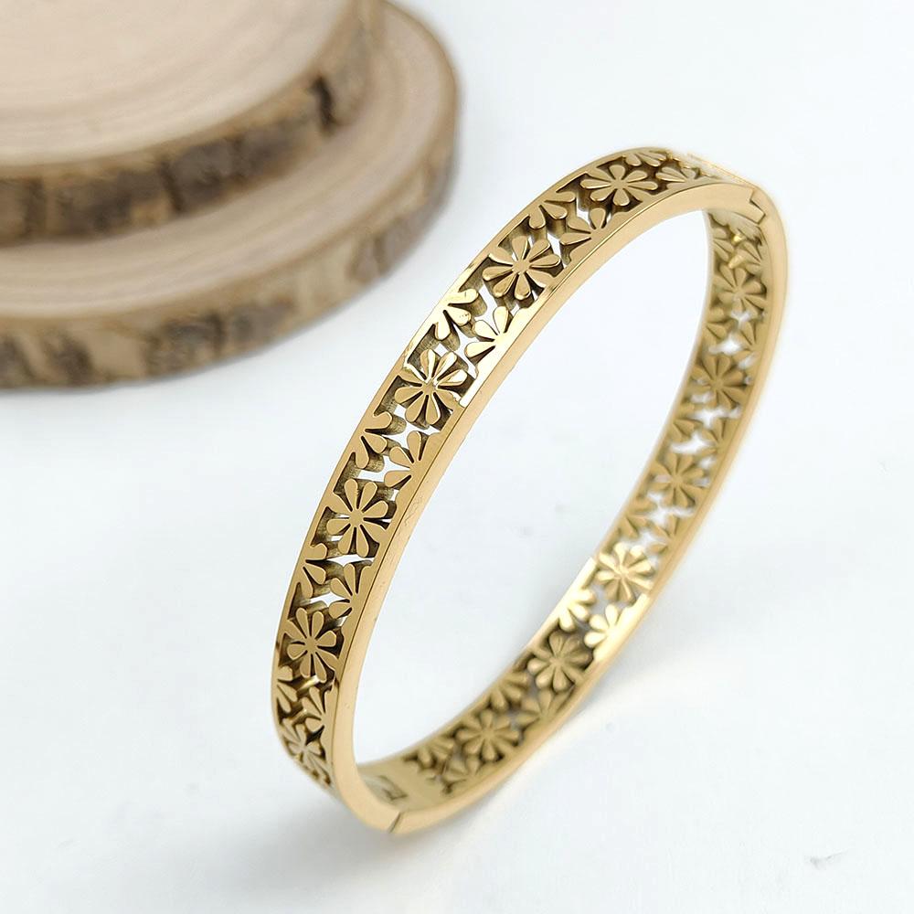 Новый Браслет из Нержавеющей Стали с Покрытием 18K Золотом, Дизайн "Соты и Подсолнух", Водонепроницаемый, Не Ржавеет и Не Тускнеет, Подарок на Свадьбу и Вечеринку
