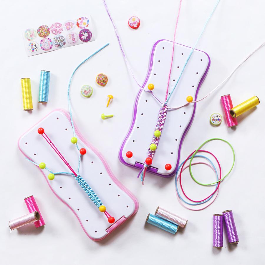 Hand Rope Braider Set Colorful Rope Bracelet Making Craft Play House Toy Braiding Material Girl Gift