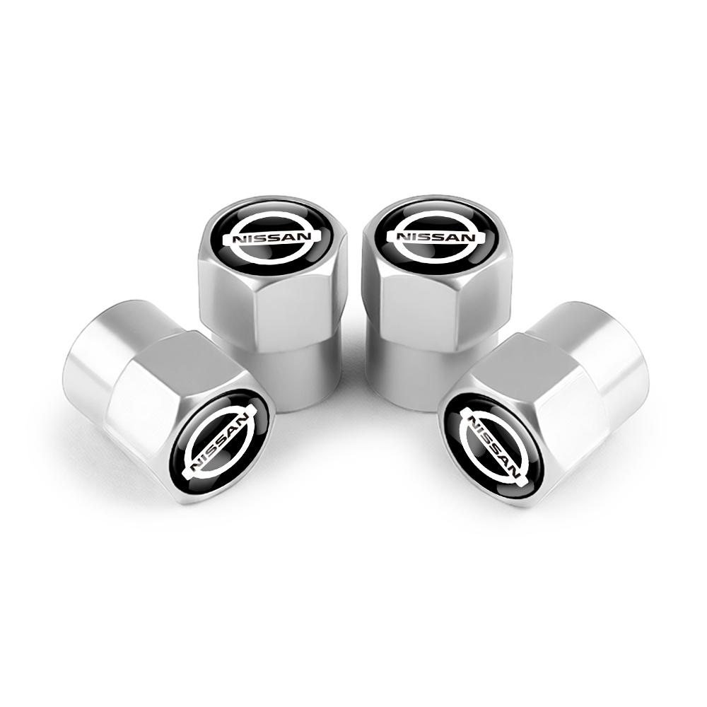 ATY1 Nissan Logo Car Wheel Tire Valve Caps Aluminum Dustproof Tyre Air Stem Covers For Nismo X-Trail Qashqai Teana Note Leaf Almera