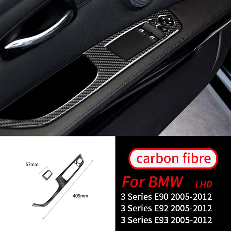 Для BMW E90 E92 E93 3 серии 2005-2012 2 шт., настоящий карбоновый переключатель окна автомобиля, подъемная панель, кнопка, крышка рамы