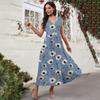 Women's Casual And Fashionable Floral Print V-Neck Sleeveless Dress Sleeveless Dress