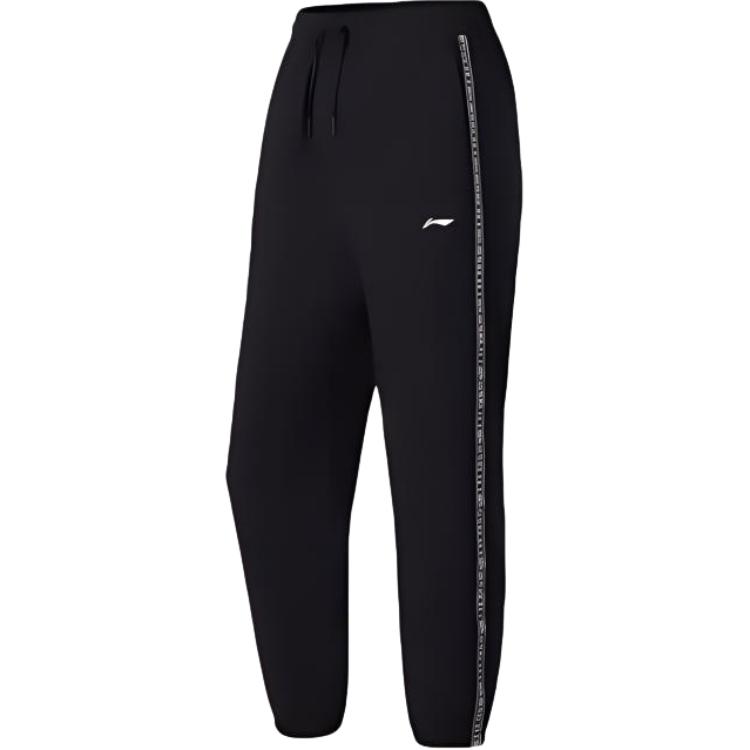 Li-Ning Спортивные брюки-клеш с завязками на средней талии, женские, черные, AYKS510-1