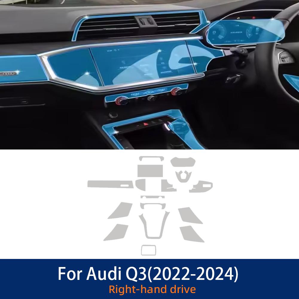 For compatible vehicle Q3 2022 2023 2024 Car Interior Door Center Console Media Dashboard Navigation TPU Anti-scratch Protector Film.