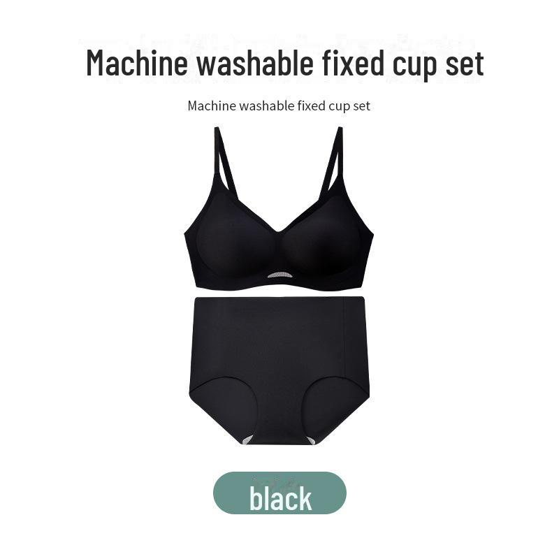 Nude Seamless Women's Underwear Set: Soft Support, No Steel Ring, Fixed Cup Sleeping Bra