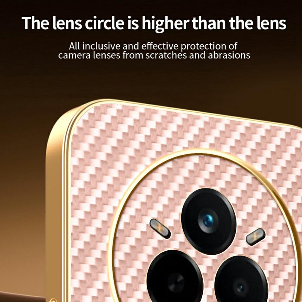 For Realme 14 Pro 5G Phone Case Carbon Fiber Textured Electroplated TPU Back Cover