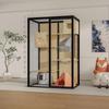 Luxury Glass Panoramic Cat Villa - Indoor Cat House and Cage with Cabinet