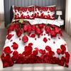 White Background Red Rose 3D Printed Duvet Cover Luxury Elegant Couple Style Bedding Set Soft Comfortable Quilt Cover Pillowcase