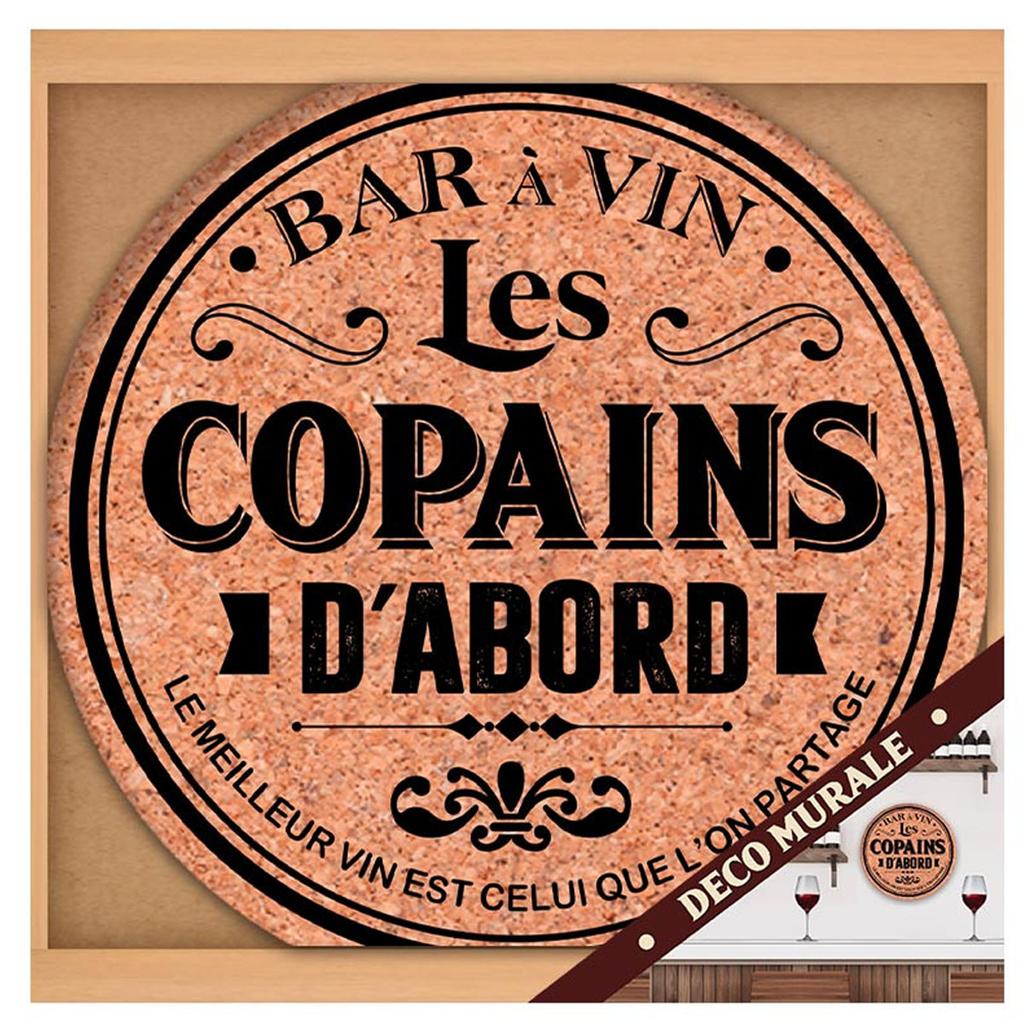 Les Trésors De Lily [A3790] - Деревянная пробковая табличка «Les Copains d'abord» (винный бар) - 28 см