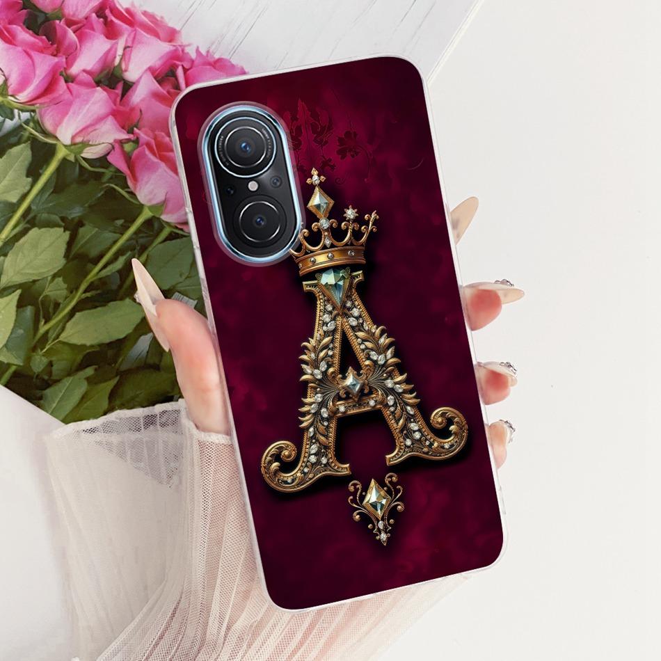For Huawei Nova 9 SE Nova9 Royal Crown Initial Letter Couple Phone Case For Huawei Nova 9 9SE Soft Silicone TPU Covers Bumpers