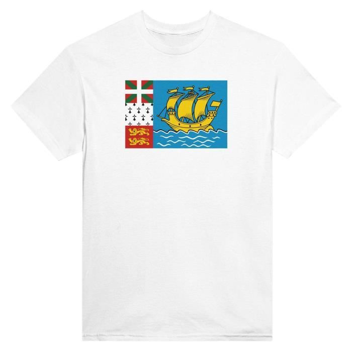 Футболка - PIXELFORMA - Drapeau de Saint-Pierre-et-Miquelon - 100% хлопок - Manches Courtes - Col classique