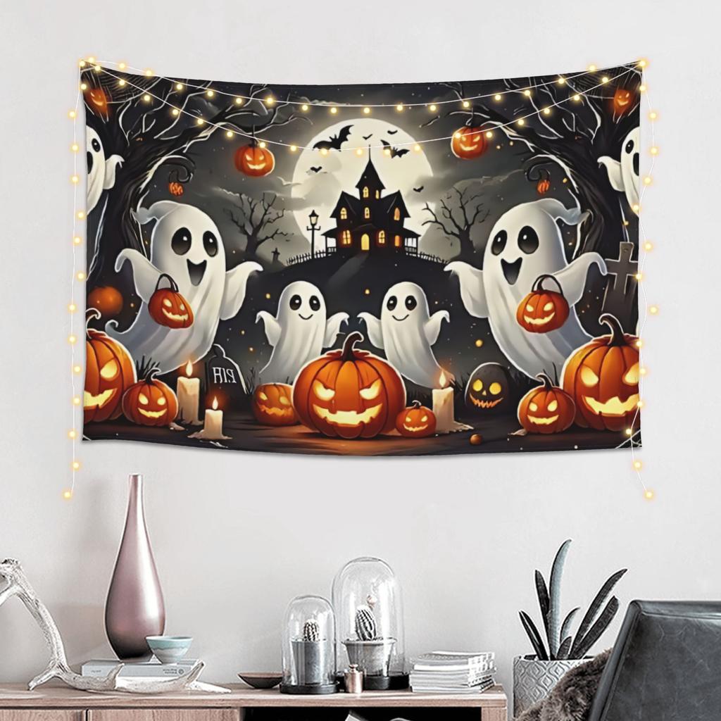 Halloween Ghost Castle Print Customized Tapestry  Wall Hanging Blanket Tapestry Home Decor Items Wall Decorations