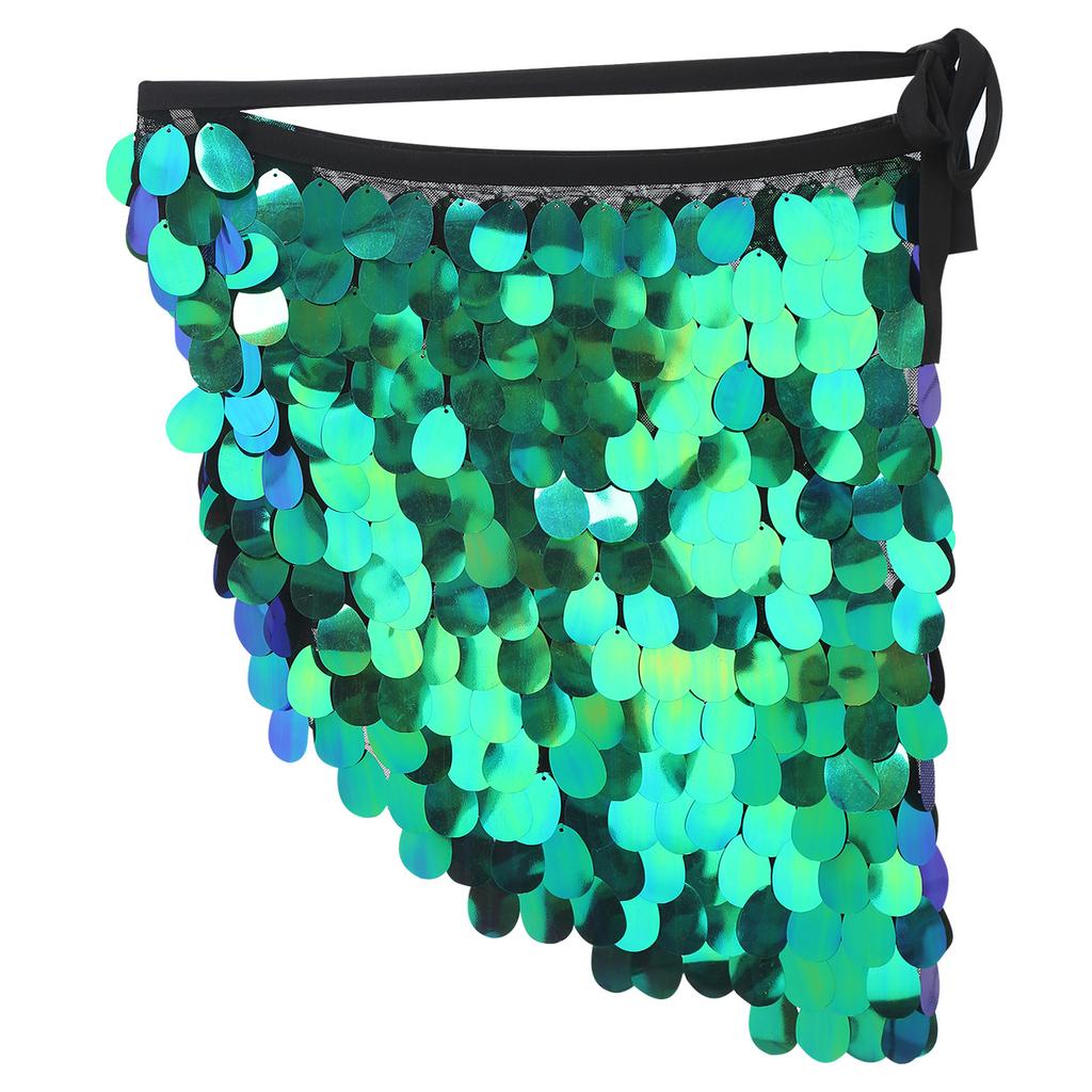 Женская юбка для танца живота на шнуровке, хип-шарф, блестящая сетчатая треугольная мини-юбка с пайетками для вечеринки танго