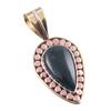 Natural Bloodstone Gemstone 925 Solid Sterling Silver TwoTone Pendant 1.50" U1I30