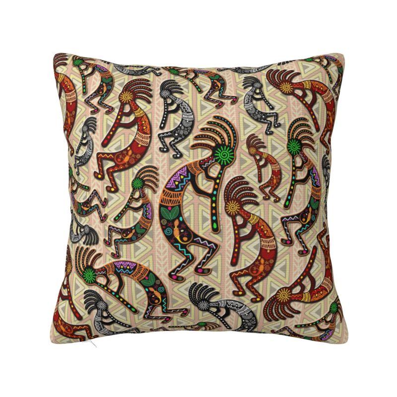 African Tribal American Kokopelli Throw Pillow Case Bedroom Decoration Cushions Cover For Sofa Chair Square Polyester Pillowcase