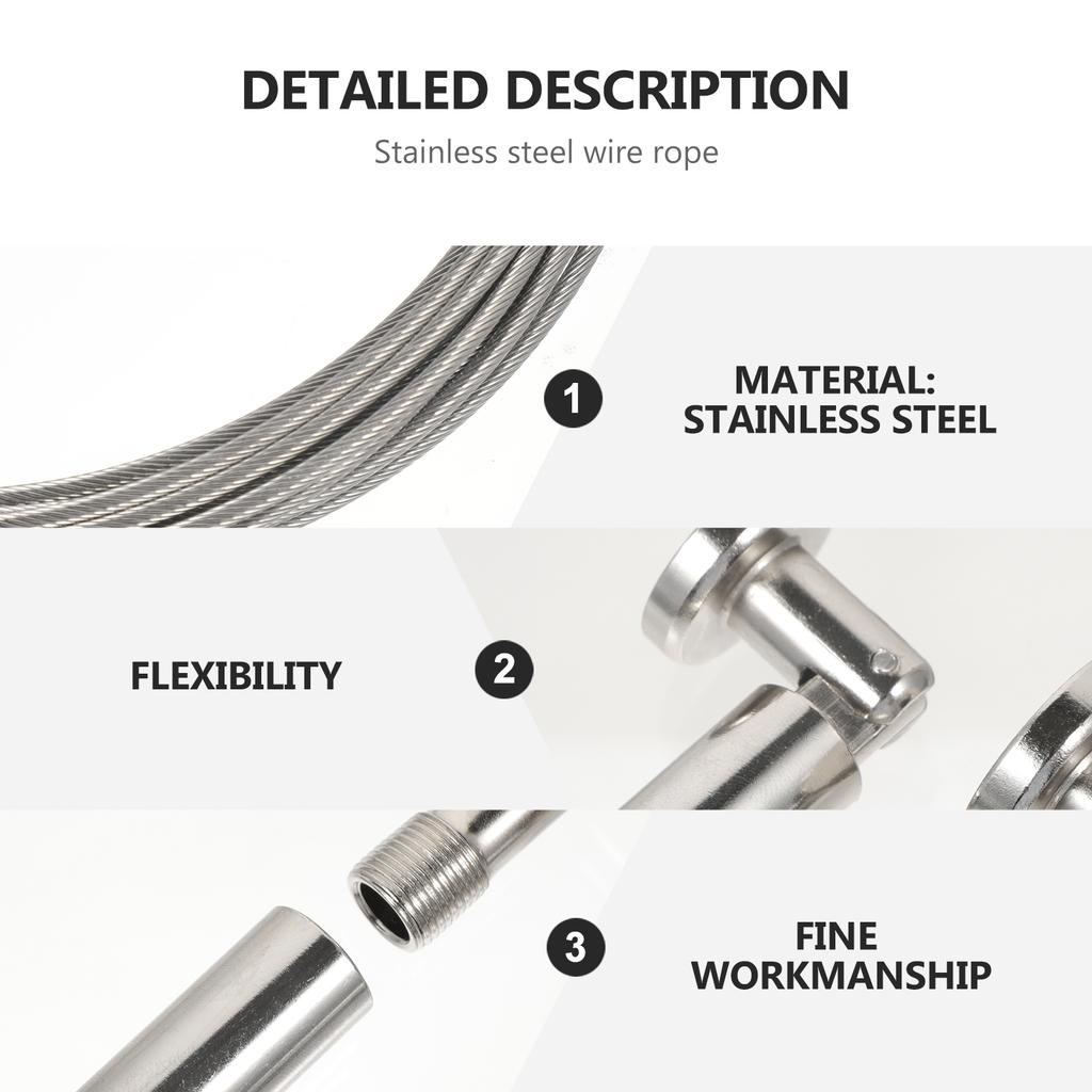 Stainless Steel Clothesline Curtain Rod Extra Long Rods Wire Kit Outdoor Scalable
