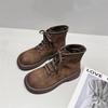 Модные женские замшевые ботильоны на платформе для снега модные повседневные кроссовки на среднем каблуке зимняя обувь 2025 года тренд ретро спорт на шнуровке Botas Mujer