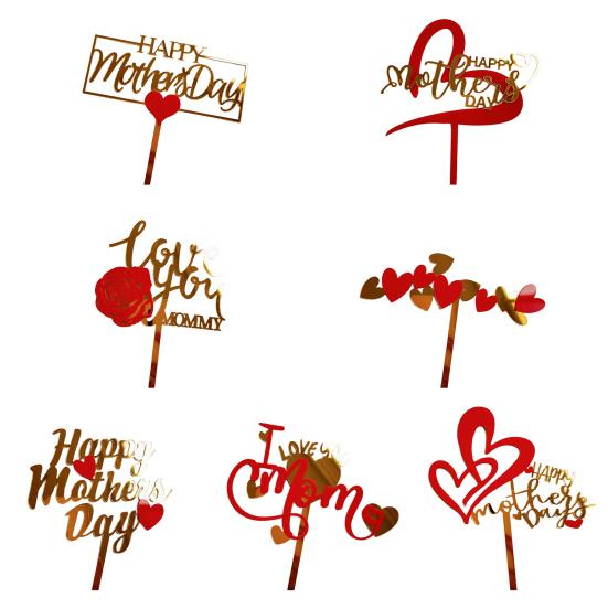 Yousheng Многофункциональный Топпер для торта без заусенцев, акриловый цветок розы, сердце, День матери, выбор кексов, товары для вечеринок