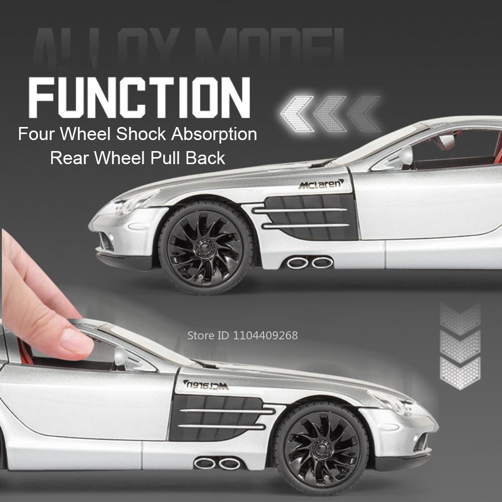 1:24 SLR ONE Sports Car Toy Model Light Music Pull Back Lift Tail Wing Simulation Supercar Miniature Models Collection Gifts