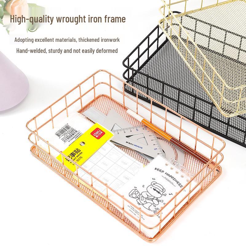 Минималистичный настольный органайзер из кованого железа - корзина для хранения закусок и косметики