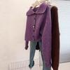 Фиолетовый свитер-кардиган с высоким воротником, женский новый наряд для ранней осени, маленький короткий топ