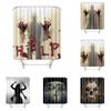 Halloween Shower Curtain Window Curtains Horror Bloody Hands Bathroom Shower Curtains for Halloween Decor 180*180cm