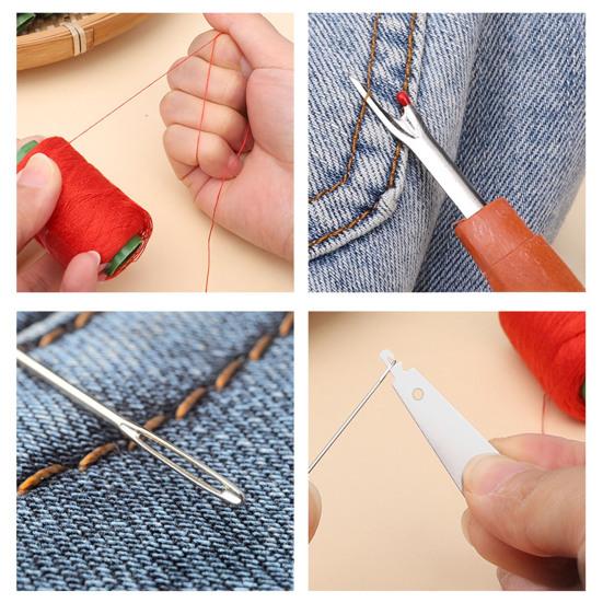 Набор швейных инструментов 34 шт./компл. с нитковдевателем, нитеобрезателем, наперстками, иглами разных размеров, катушками цветных ниток, портативные швейные инструменты