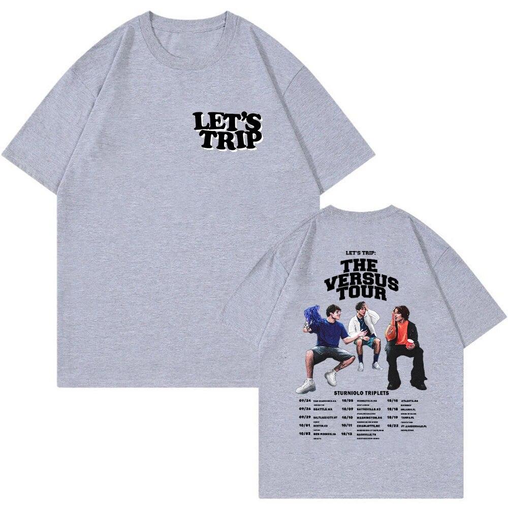 Sturniolo Triplets Merch Let's Trip 2023 The Versus Tour Футболка с круглым вырезом с коротким рукавом Уличная одежда унисекс Женская футболка Модная одежда унисекс