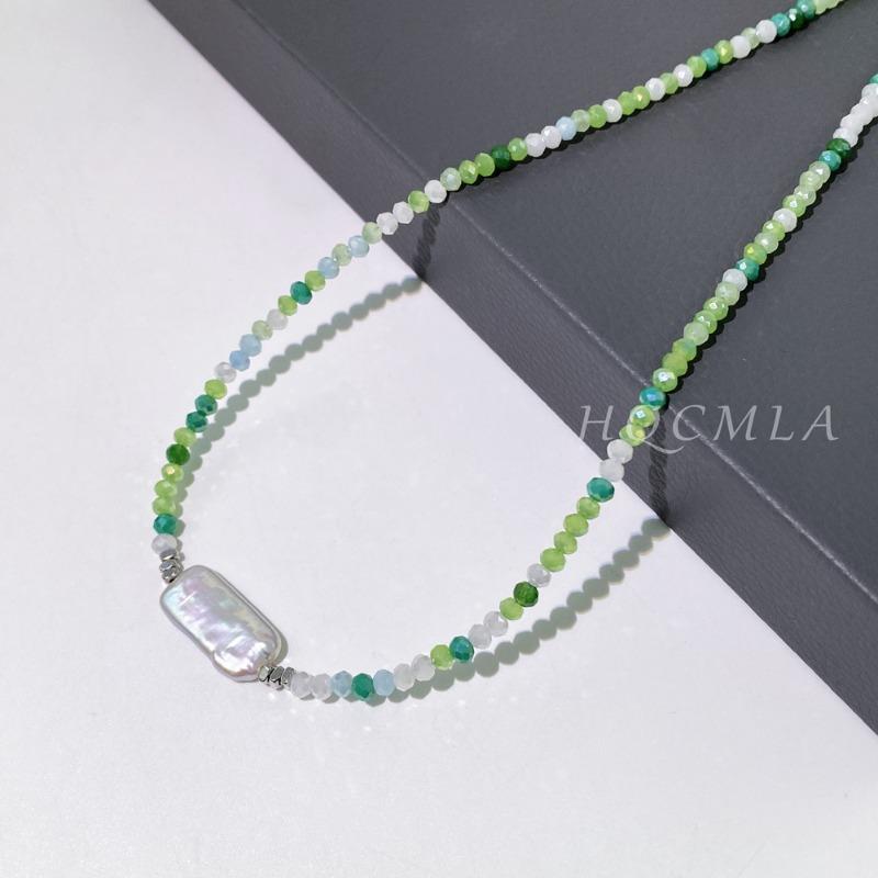 Necklace baroque sugar cube broken silver clavicle chain small fresh classy neck chain