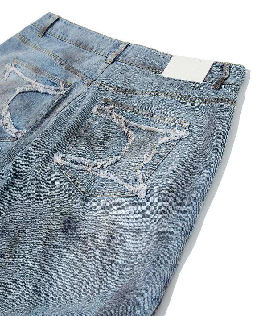 CRITIC Dirty Washed Denim Pants Light Blue