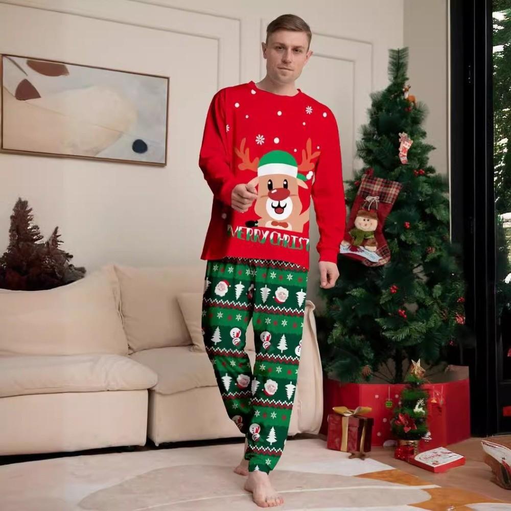 Рождественские семейные комплекты в тон Мягкая домашняя одежда для взрослых и детей Новые топ+брюки Зима