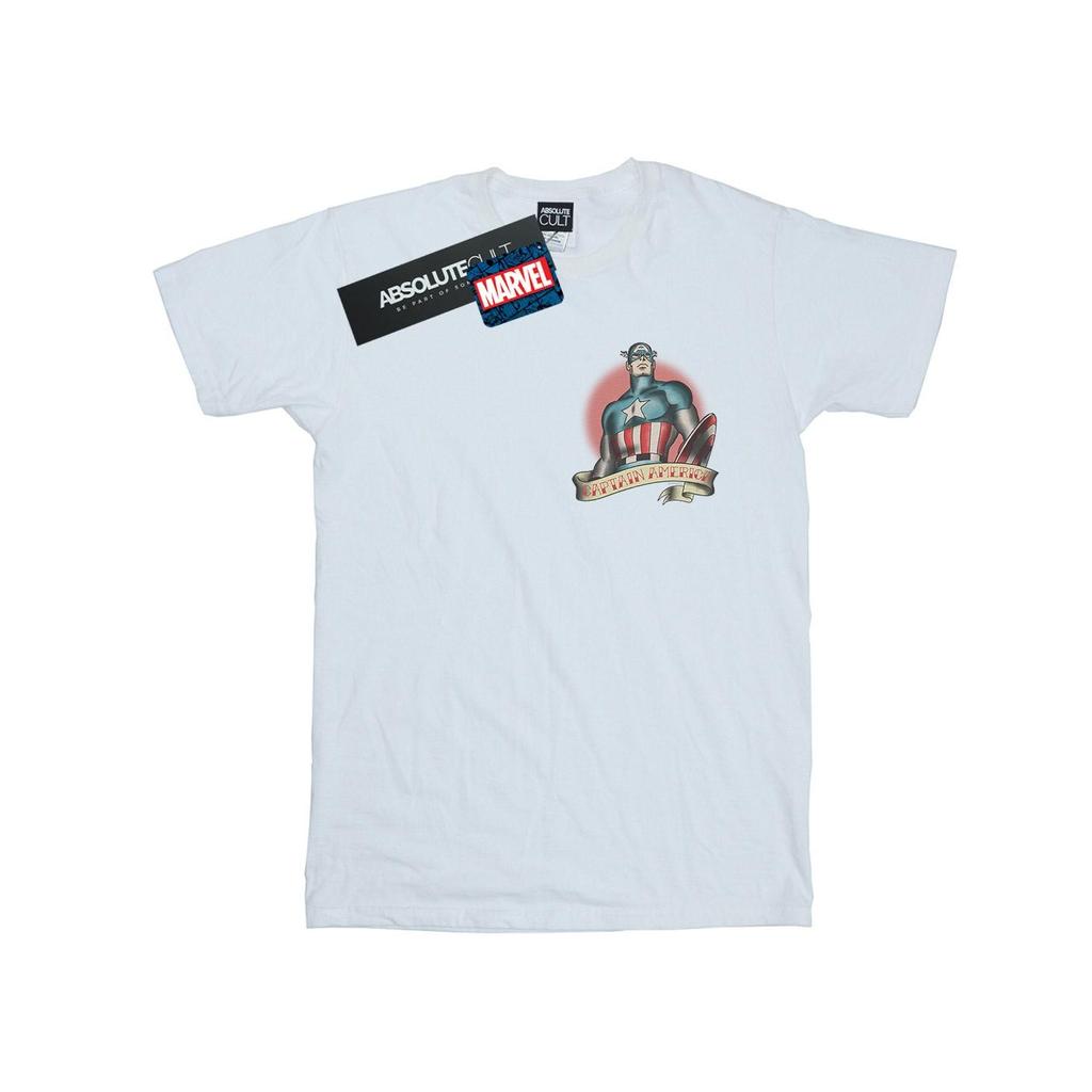 Marvel Mens Captain America Tattoo Breast Print T-Shirt