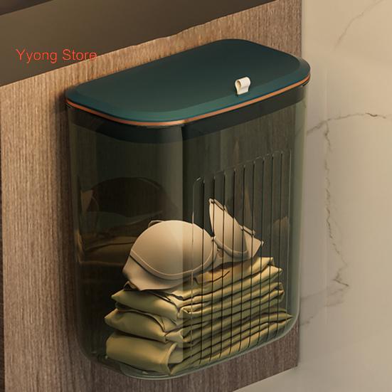 Enlarge Caliber Hanging Trash Bin with Lid Punching Free Strong Load-bearing Kitchen Large Capacity Wall Mounted Garbage Can Household Products