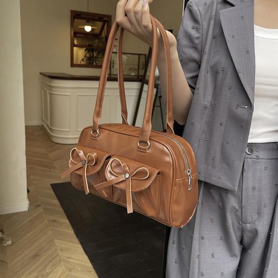 Женская сумка-тоут из искусственной кожи, наплечная сумка с милыми бантиками, водонепроницаемая повседневная сумка для поездок на работу, прогулок по улице, ежедневных дел