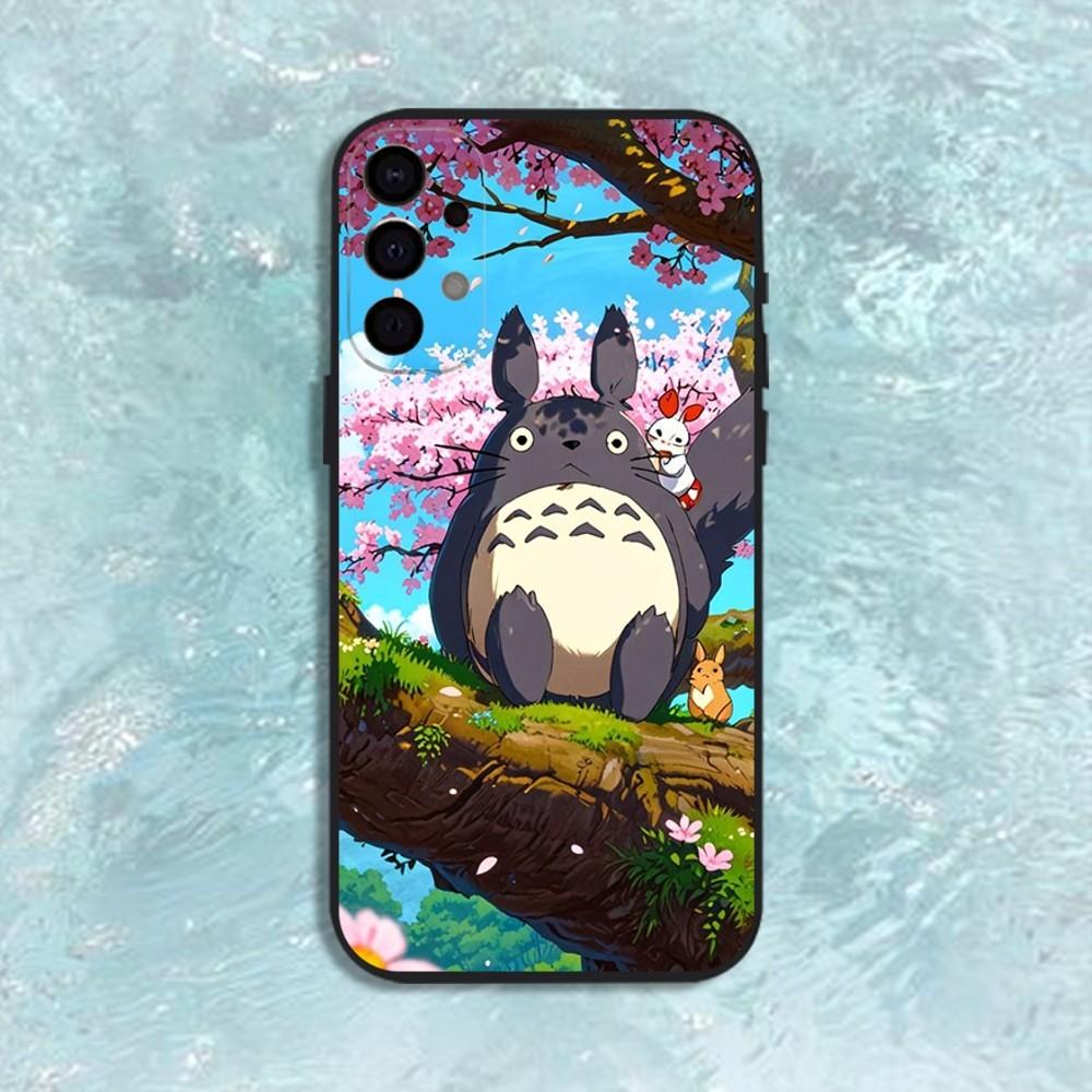 Аниме Т-Тоторо-ЕС Милый чехол для телефона Samsung S25, S24, S21, S22, S23, S30, Ultra, S20, Plus, Fe, Lite, Note, 10, 9, 5G Черный чехол