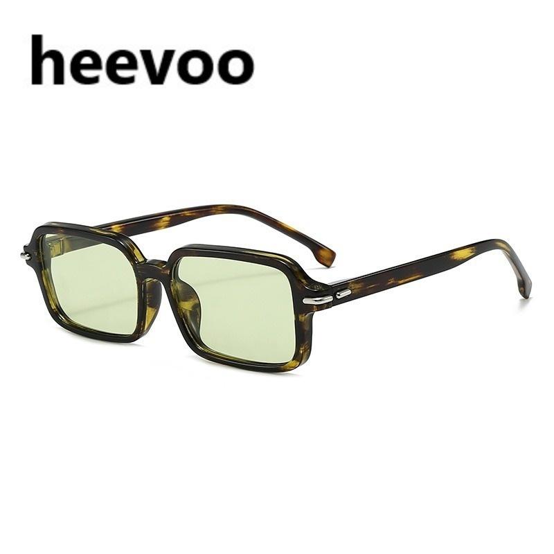 Vintage Square Sunglasses for Men Women Green Ocean Lens UV400 Rectangle Eyewear Trending Rivets Sun Glasses