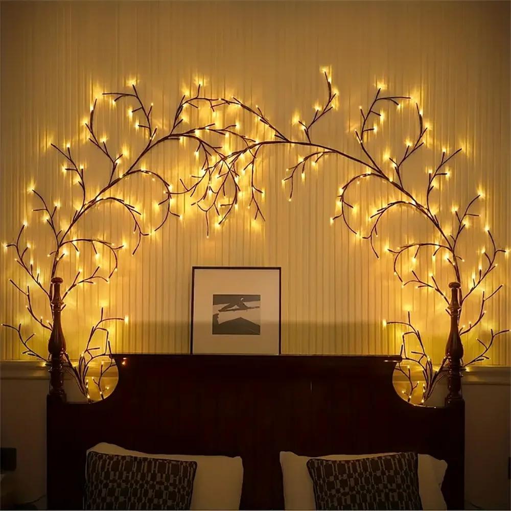 USB Tree Branch Lamp Bedroom Wall Decoration Willow Vine Tree Light Strip 8 Lighting Modes DIY Atmosphere Light Home Lighting