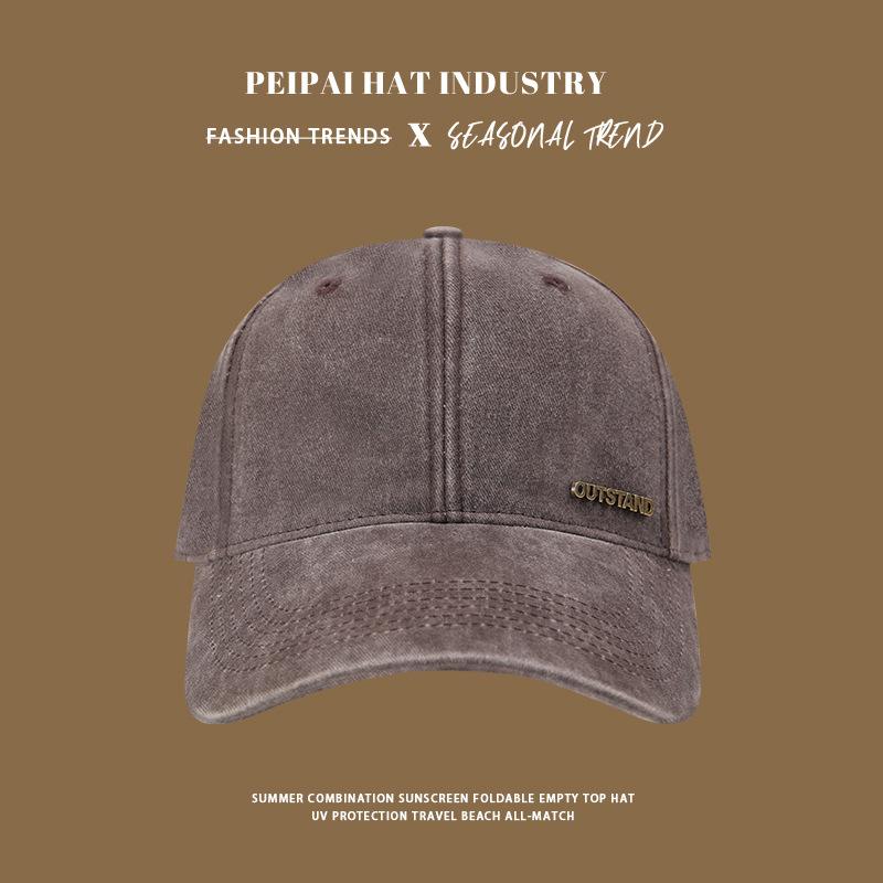 Baseball cap women's spring and summer new large face small visor wide brim cap men