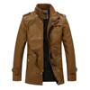 Leather Men's Winter Thickened Velvet Jacket Youth Casual Mid-length Warm Cotton Jacket