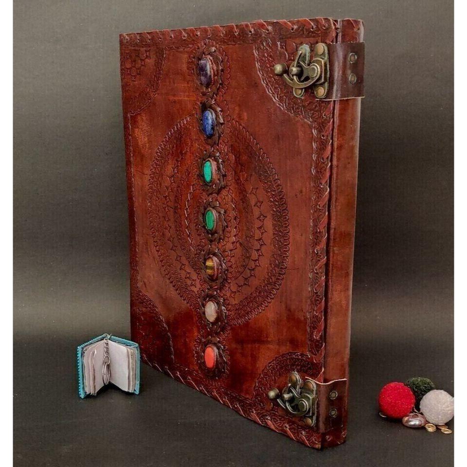 Американский большой журнал из натуральной кожи ручной работы с семью камнями, классический пустой дневник
