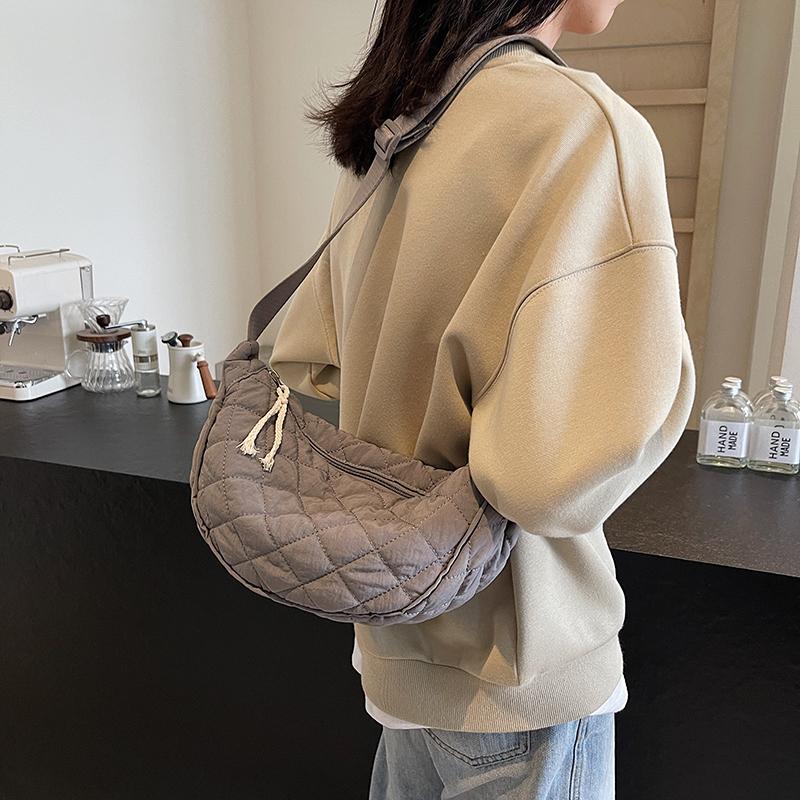 Женская сумка через плечо большой емкости, ромбовидная сумка через плечо, однотонная сумка-хобо