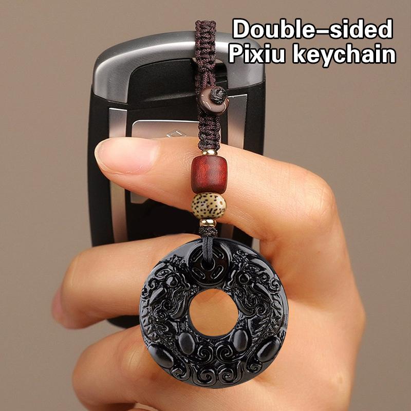 Изысканная двухсторонняя резная пряжка безопасности из нефрита Brave Troops, брелок для ключей, передача богатства, ожерелье с резным кулоном ручной работы в стиле ретро