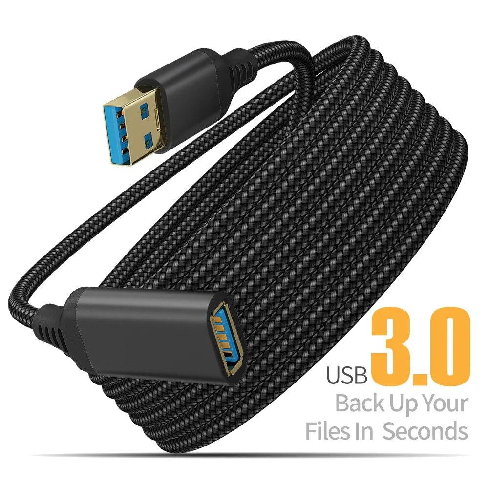 0,5/1/2/3 м Плетеный нейлоновый USB 3.0 Папа-Мама Высокоскоростной Кабель Передачи Данных Для ПК Ноутбуков Камеры Принтера Удлинитель