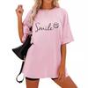 Женская свободная футболка с коротким рукавом и круглым вырезом, напечатанная буквами