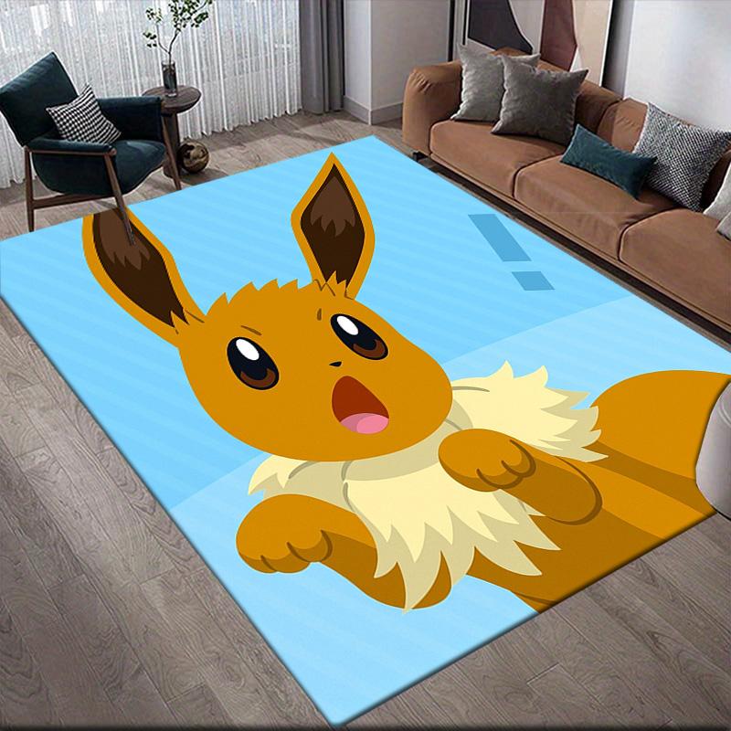 Pokémon Eevee Anti-Slip Floor Mat, Rectangular Carpet for Bedroom, Living Room & Game Area, Ideal Home Decor