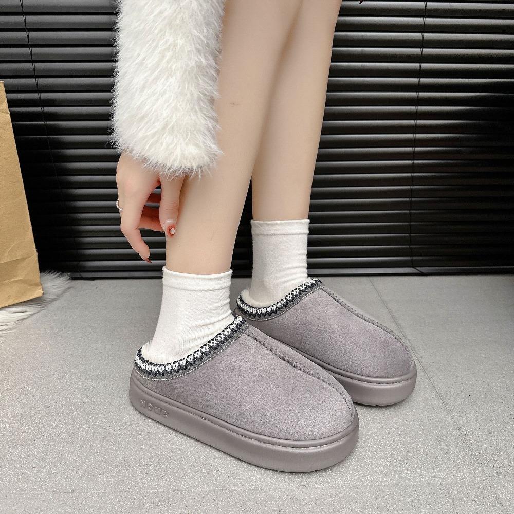 Мужские модные тапочки, мужские и женские парные теплые тапочки, простой стиль, без подошвы, шерстяная флисовая ткань, тканевая подкладка