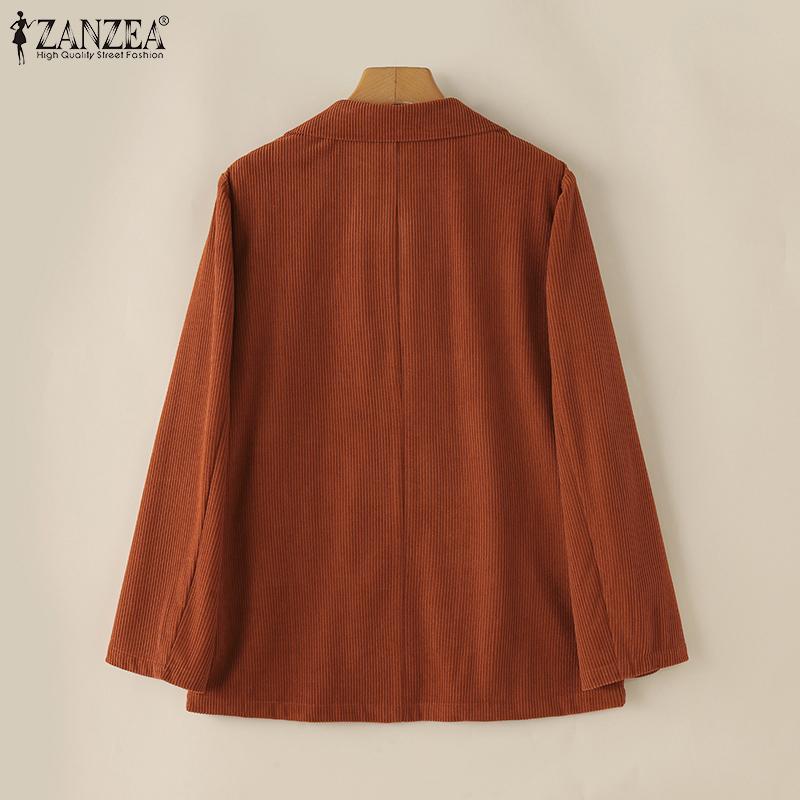 ZANZEA Женский повседневный тонкий кардиган с длинным рукавом и отложным воротником, верхняя одежда